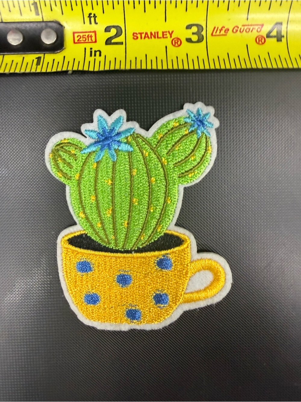 Green Cactus in Yellow Polka Dot Cup Wall Patch - Unbranded